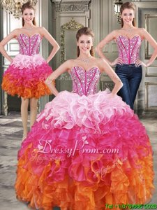 On Sale Multi-color Organza Lace Up Vestidos de Quinceanera Sleeveless Floor Length Beading