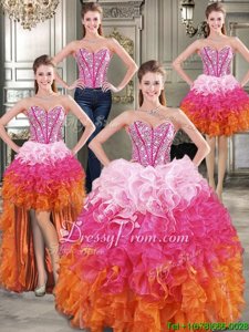 Dazzling Multi-color Quinceanera Gowns Military Ball and Sweet 16 and Quinceanera and For withBeading Sweetheart Sleeveless Lace Up