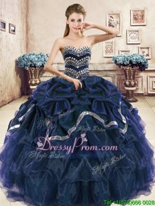 Ball Gowns Quinceanera Gown Navy Blue and Purple Sweetheart Organza Sleeveless Floor Length Lace Up