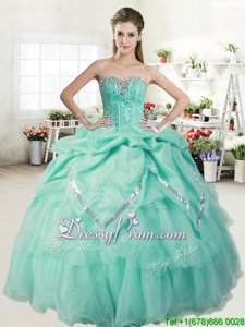 Classical Apple Green 15 Quinceanera Dress Military Ball and Sweet 16 and Quinceanera and For withBeading and Pick Ups Sweetheart Sleeveless Lace Up