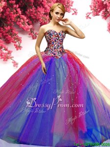Delicate Floor Length Ball Gowns Sleeveless Multi-color Sweet 16 Dresses Lace Up