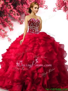 Artistic Sweetheart Sleeveless Organza Quinceanera Dress Beading and Ruffles Lace Up