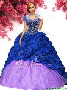 Eye-catching Sweetheart Sleeveless Taffeta Quinceanera Gowns Beading and Pick Ups Brush Train Lace Up