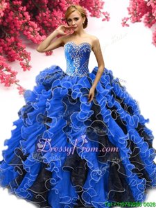 Sleeveless Lace Up Beading and Ruffles Vestidos de Quinceanera