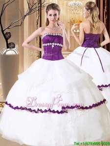 On Sale Sleeveless Beading and Embroidery and Ruffled Layers Lace Up Sweet 16 Quinceanera Dress