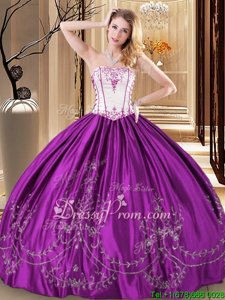 Colorful Purple Sleeveless Embroidery Floor Length Quinceanera Dress