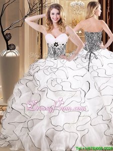 Great Organza Sleeveless Floor Length Quinceanera Gown andRuffles