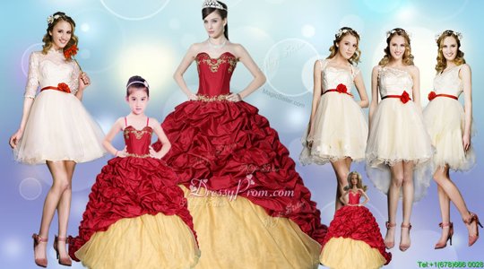 Beading and Appliques and Pick Ups Quinceanera Gowns Wine Red Lace Up Sleeveless With Brush Train